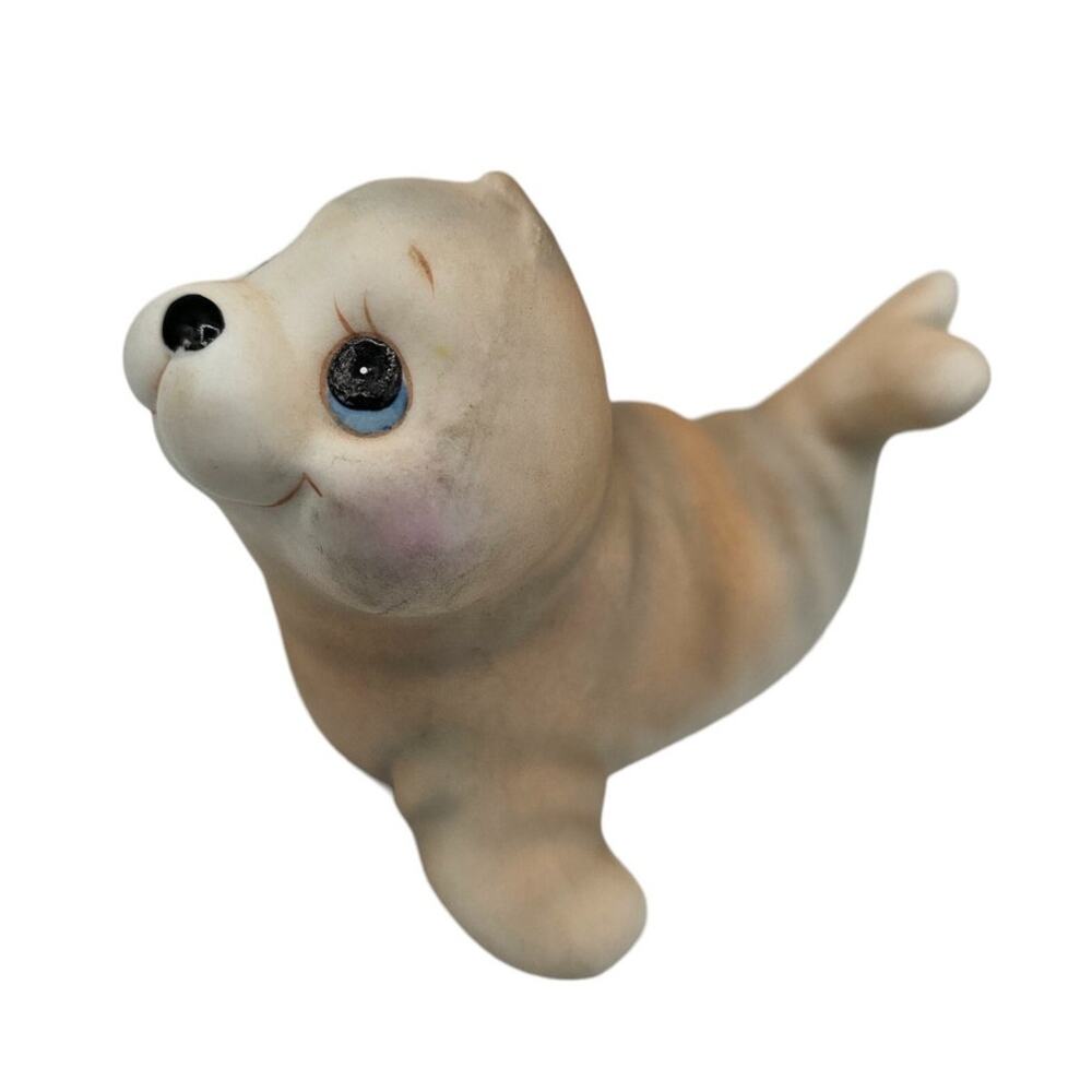 Vintage 1980s Simson Giftware Baby Seal Bisque Porcelain Figurine